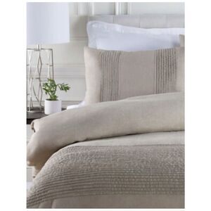 650$ New SURYA Upton Metallic Collection Linen Duvet Set Full/Queen